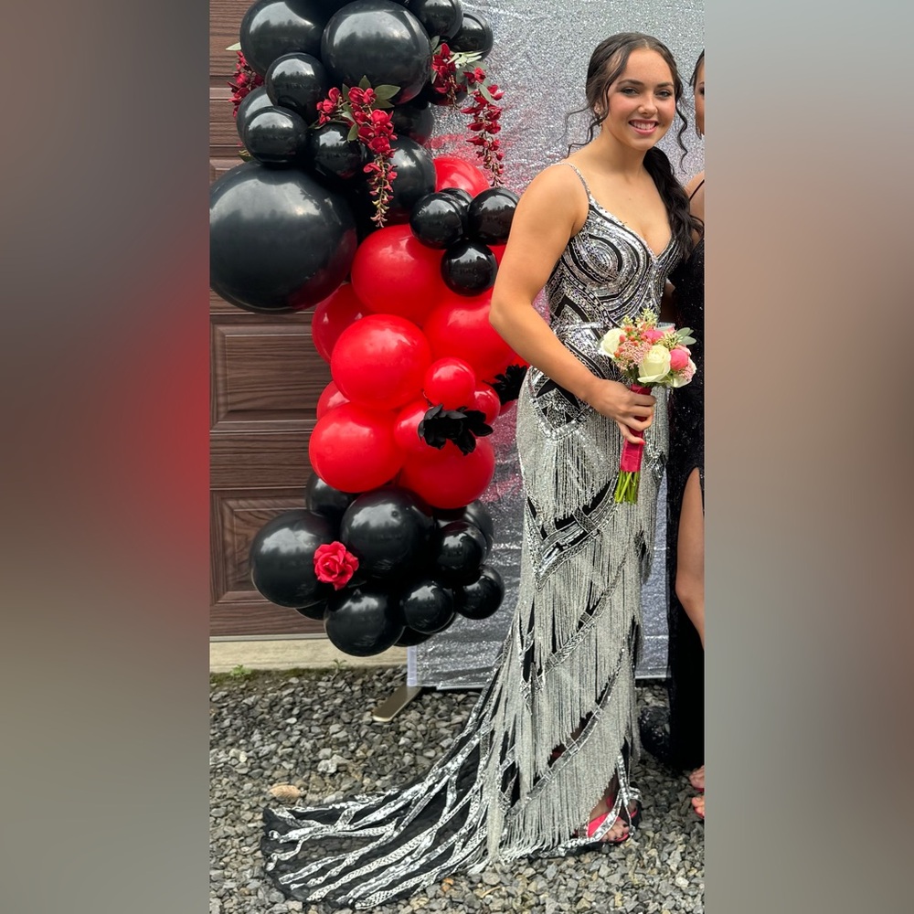 Prom dress!!
JASZ Brand
Black and Silver Fringe
Size 2